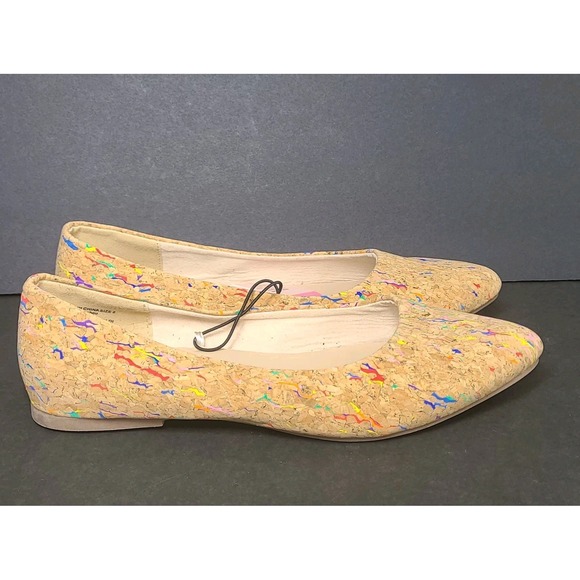Lily & Dan GIRLS size 2 Ballet Flats Multi-color Cork and Confetti Shoes - Picture 4 of 6